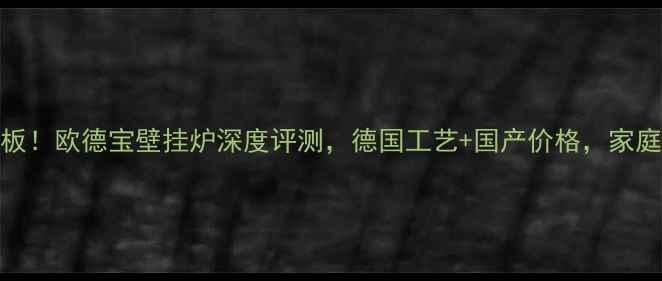 图片 国产壁挂炉天花板！欧德宝壁挂炉深度评测，德国工艺+国产价格，家庭采暖选它不踩坑