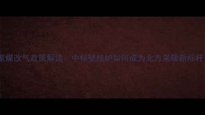 图片 国家煤改气政策解读：中标壁挂炉如何成为北方采暖新标杆？2