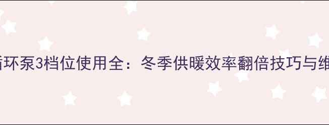土暖气循环泵3档位使用全冬季供暖效率翻倍技巧与维护指南