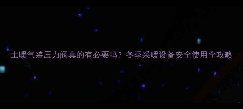 图片 土暖气装压力阀真的有必要吗？冬季采暖设备安全使用全攻略