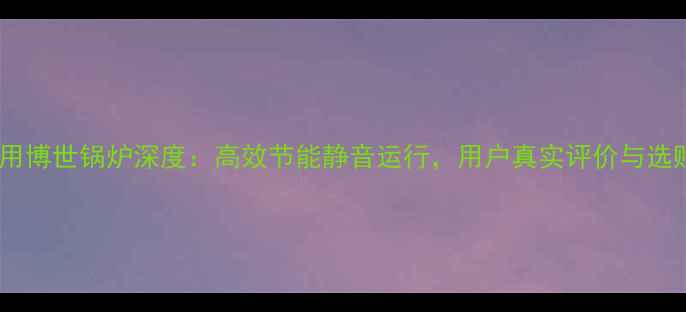 图片 地暖专用博世锅炉深度：高效节能静音运行，用户真实评价与选购指南2