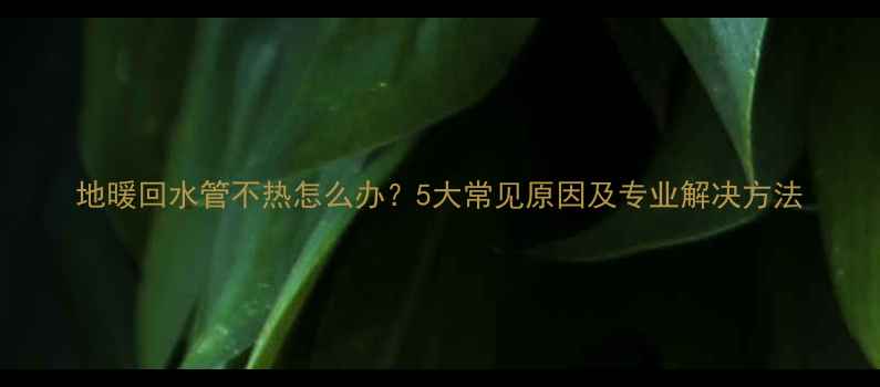 图片 地暖回水管不热怎么办？5大常见原因及专业解决方法