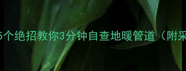 图片 地暖安装前必看！5个绝招教你3分钟自查地暖管道（附采暖设备避坑指南）