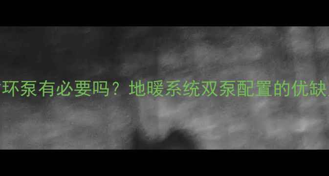 图片 地暖安装双循环泵有必要吗？地暖系统双泵配置的优缺点与适用场景
