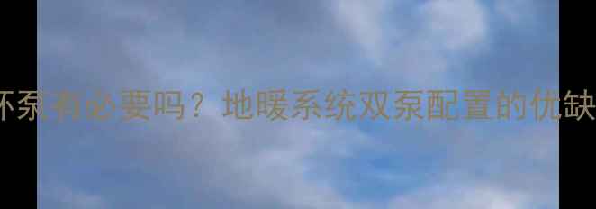 地暖安装双循环泵有必要吗地暖系统双泵配置的优缺点与适用场景