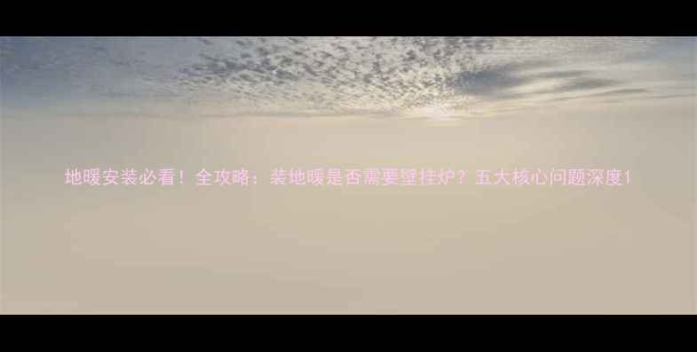 图片 地暖安装必看！全攻略：装地暖是否需要壁挂炉？五大核心问题深度1