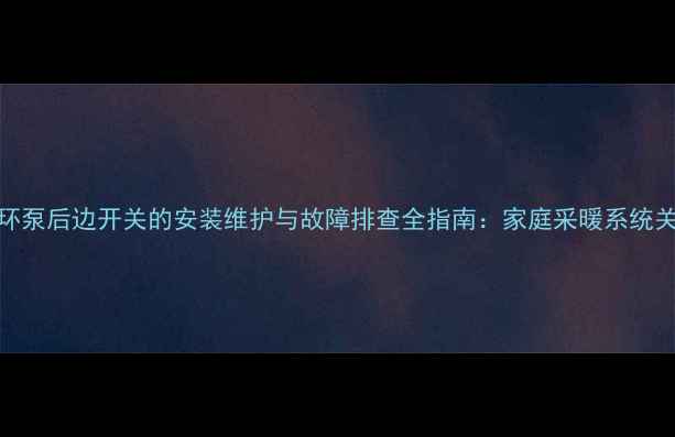 图片 地暖循环泵后边开关的安装维护与故障排查全指南：家庭采暖系统关键部件