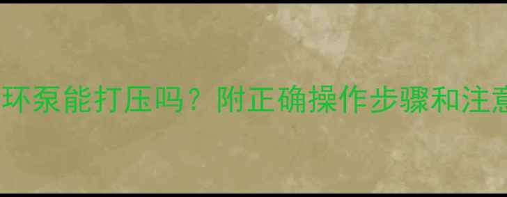 图片 地暖循环泵能打压吗？附正确操作步骤和注意事项1