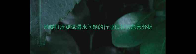 图片 地暖打压测试漏水问题的行业现状与危害分析