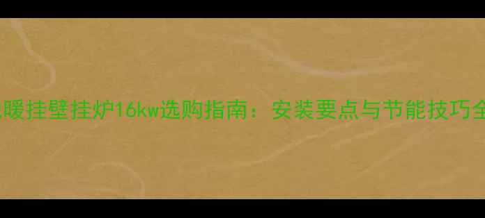 图片 地暖挂壁挂炉16kw选购指南：安装要点与节能技巧全2