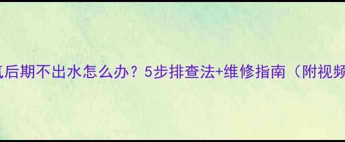图片 地暖排气后期不出水怎么办？5步排查法+维修指南（附视频教程）2