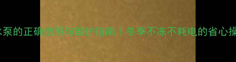 图片 地暖水泵的正确使用与维护指南｜冬季不冻不耗电的省心操作全2