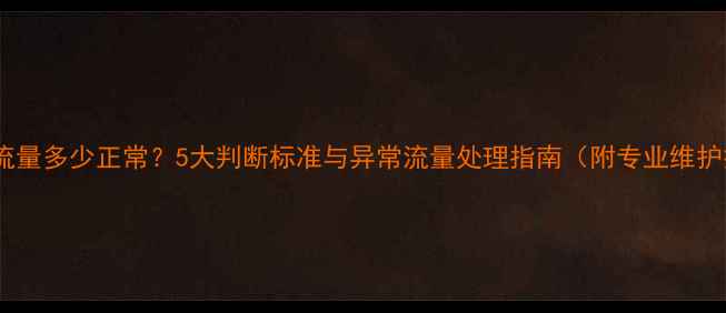 地暖水流量多少正常5大判断标准与异常流量处理指南附专业维护技巧