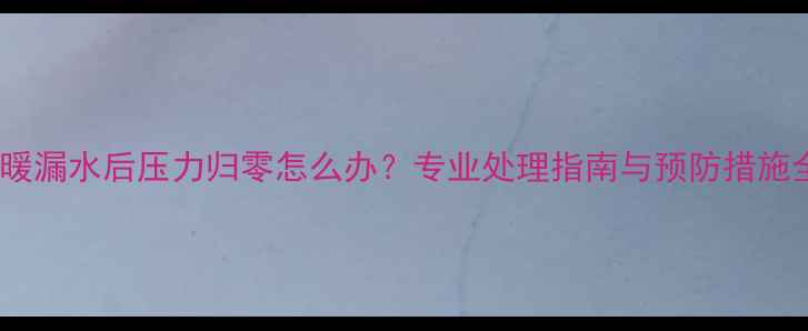 图片 地暖漏水后压力归零怎么办？专业处理指南与预防措施全1