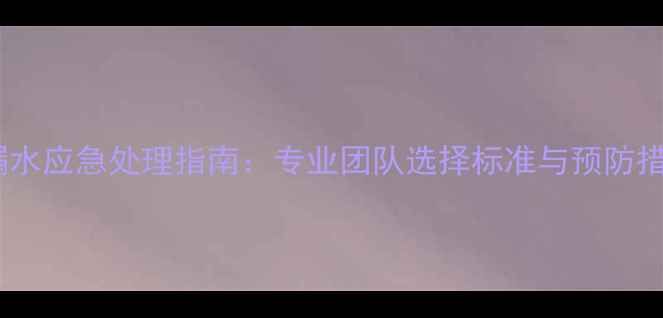 地暖漏水应急处理指南专业团队选择标准与预防措施全