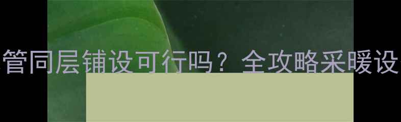 图片 地暖管+冷水管同层铺设可行吗？全攻略采暖设备布局技巧1