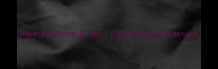 图片 地暖管道维护责任归属：物业、业主与供暖公司的职责划分指南
