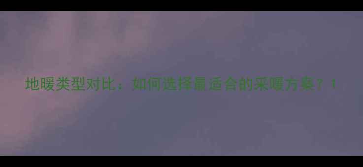 地暖类型对比如何选择最适合的采暖方案