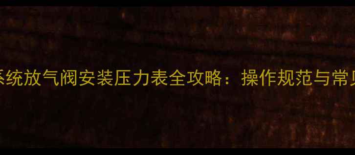 地暖系统放气阀安装压力表全攻略操作规范与常见问题
