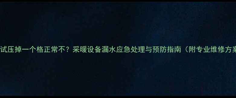 图片 地暖试压掉一个格正常不？采暖设备漏水应急处理与预防指南（附专业维修方案）1