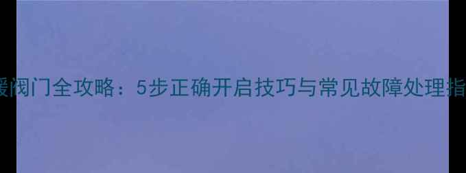 图片 地暖阀门全攻略：5步正确开启技巧与常见故障处理指南2