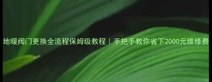 图片 地暖阀门更换全流程保姆级教程｜手把手教你省下2000元维修费