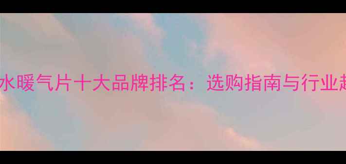 图片 壁挂式水暖气片十大品牌排名：选购指南与行业趋势全2