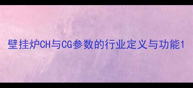图片 壁挂炉CH与CG参数的行业定义与功能1