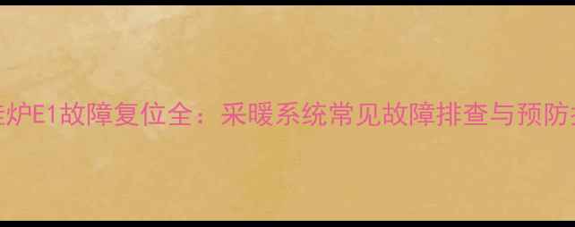 图片 壁挂炉E1故障复位全：采暖系统常见故障排查与预防指南