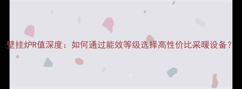 图片 壁挂炉R值深度：如何通过能效等级选择高性价比采暖设备？