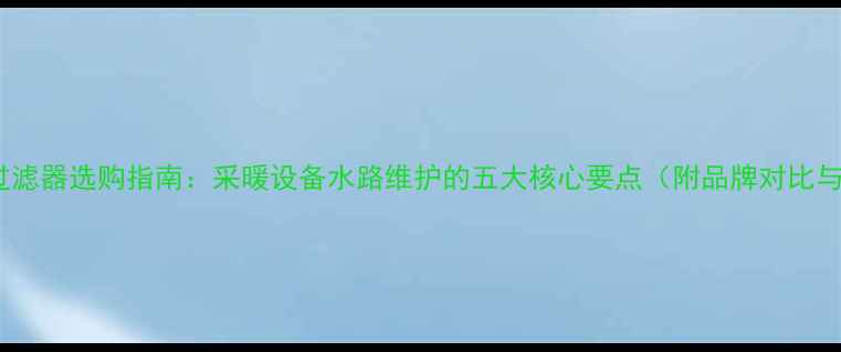 图片 壁挂炉专用过滤器选购指南：采暖设备水路维护的五大核心要点（附品牌对比与安装技巧）2