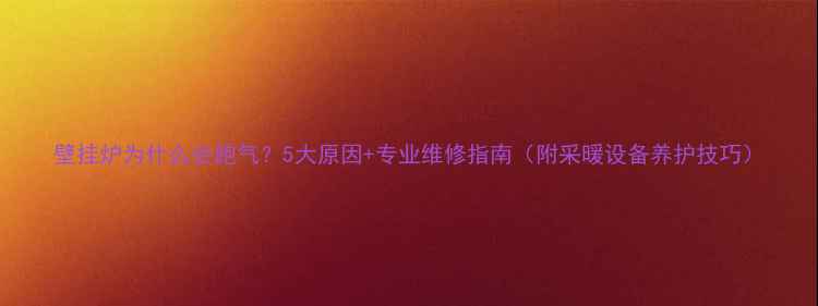 壁挂炉为什么会跑气5大原因专业维修指南附采暖设备养护技巧