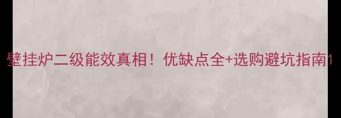 图片 壁挂炉二级能效真相！优缺点全+选购避坑指南1