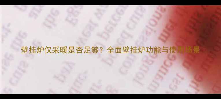 图片 壁挂炉仅采暖是否足够？全面壁挂炉功能与使用场景