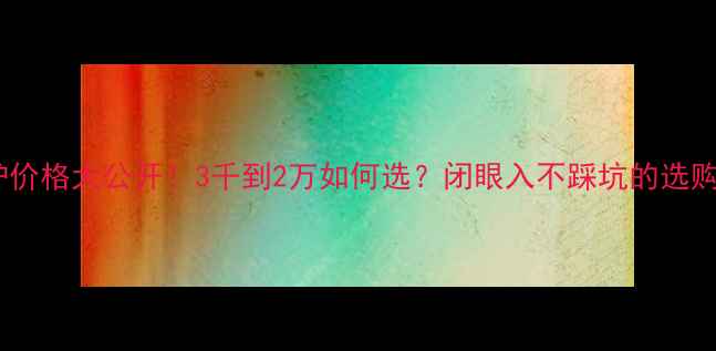 壁挂炉价格大公开3千到2万如何选闭眼入不踩坑的选购指南
