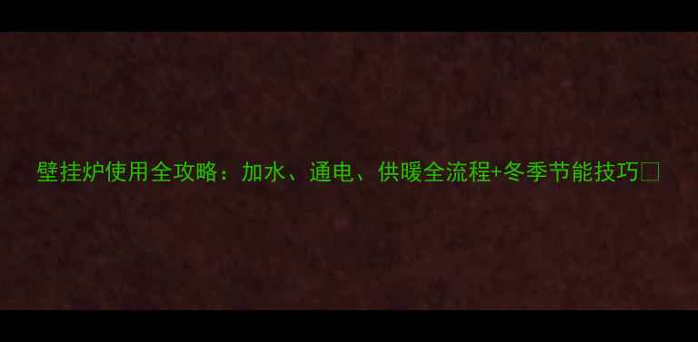 壁挂炉使用全攻略加水通电供暖全流程冬季节能技巧