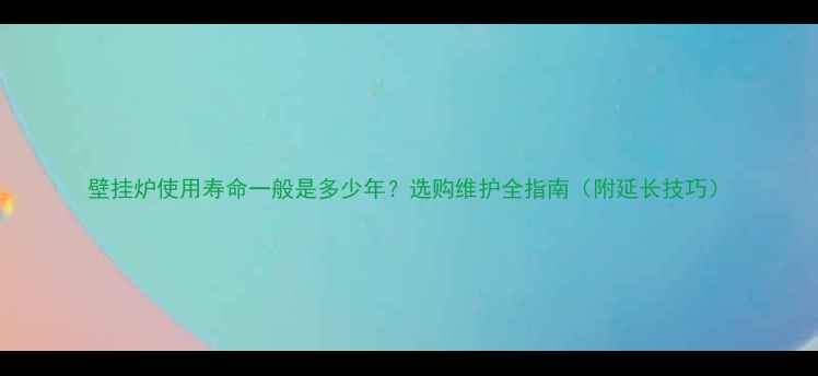 壁挂炉使用寿命一般是多少年选购维护全指南附延长技巧
