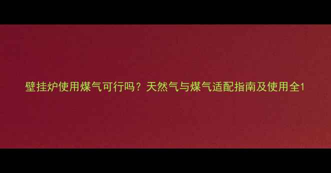图片 壁挂炉使用煤气可行吗？天然气与煤气适配指南及使用全1