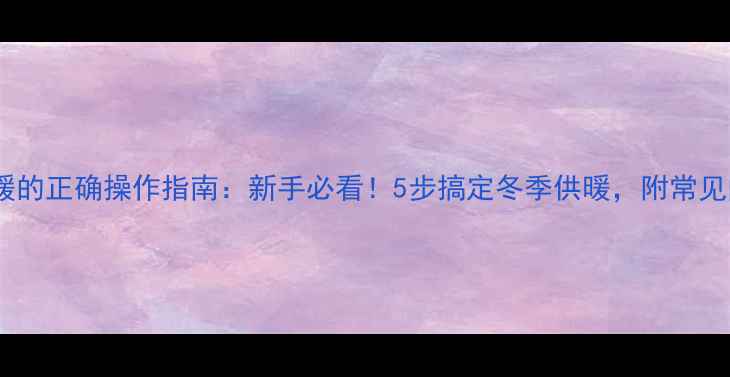 壁挂炉供暖的正确操作指南新手必看5步搞定冬季供暖附常见问题解答
