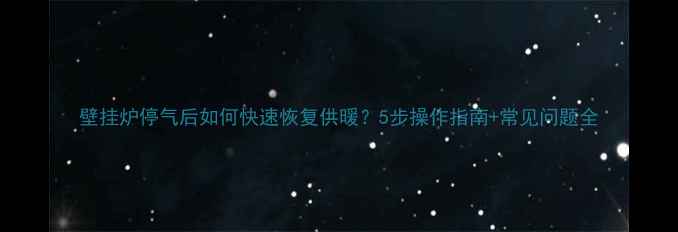 壁挂炉停气后如何快速恢复供暖5步操作指南常见问题全
