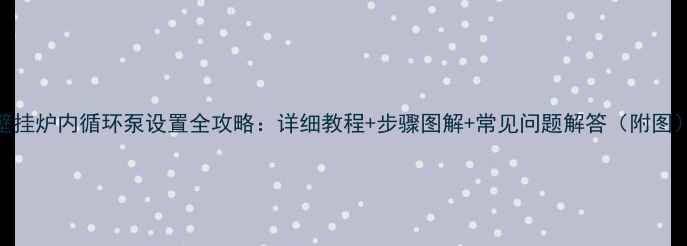 图片 壁挂炉内循环泵设置全攻略：详细教程+步骤图解+常见问题解答（附图）