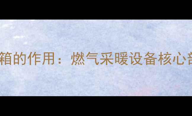 图片 壁挂炉内部大水箱的作用：燃气采暖设备核心部件的工作原理1