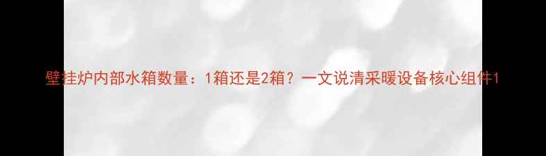 图片 壁挂炉内部水箱数量：1箱还是2箱？一文说清采暖设备核心组件1