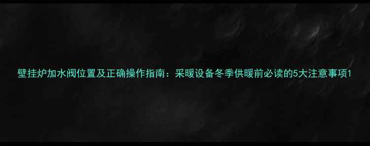 图片 壁挂炉加水阀位置及正确操作指南：采暖设备冬季供暖前必读的5大注意事项1