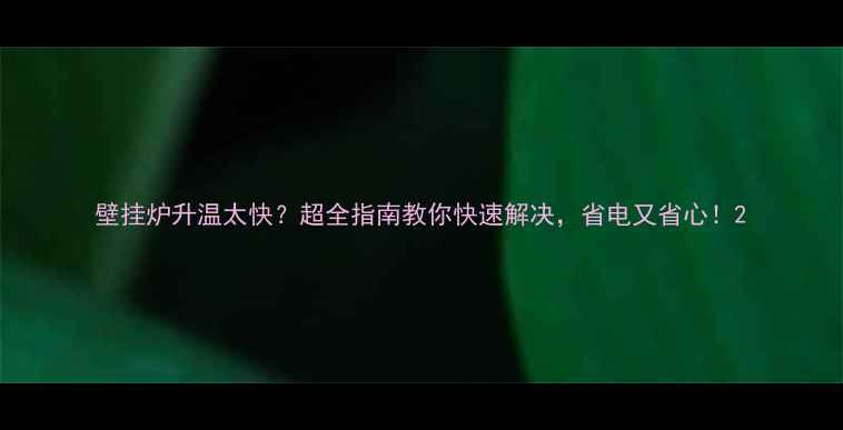 图片 壁挂炉升温太快？超全指南教你快速解决，省电又省心！2