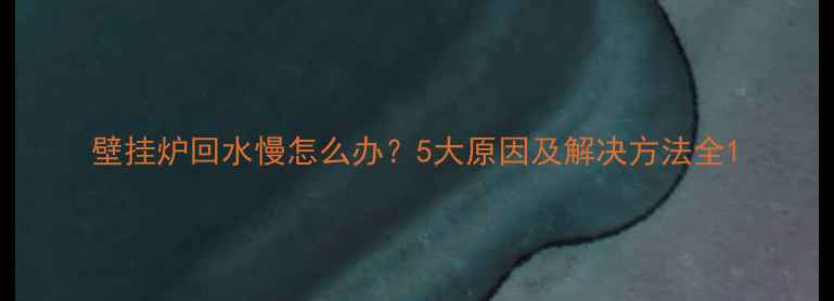图片 壁挂炉回水慢怎么办？5大原因及解决方法全1