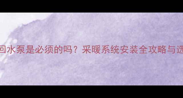 图片 壁挂炉回水泵是必须的吗？采暖系统安装全攻略与选型指南