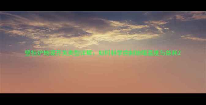 壁挂炉地暖开关类型详解如何科学控制地暖温度与能耗