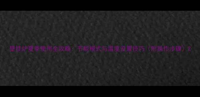 图片 壁挂炉夏季使用全攻略：节能模式与温度设置技巧（附操作步骤）2
