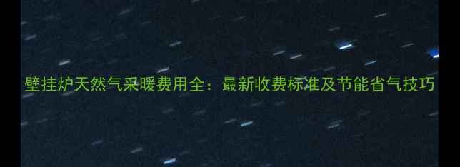 图片 壁挂炉天然气采暖费用全：最新收费标准及节能省气技巧